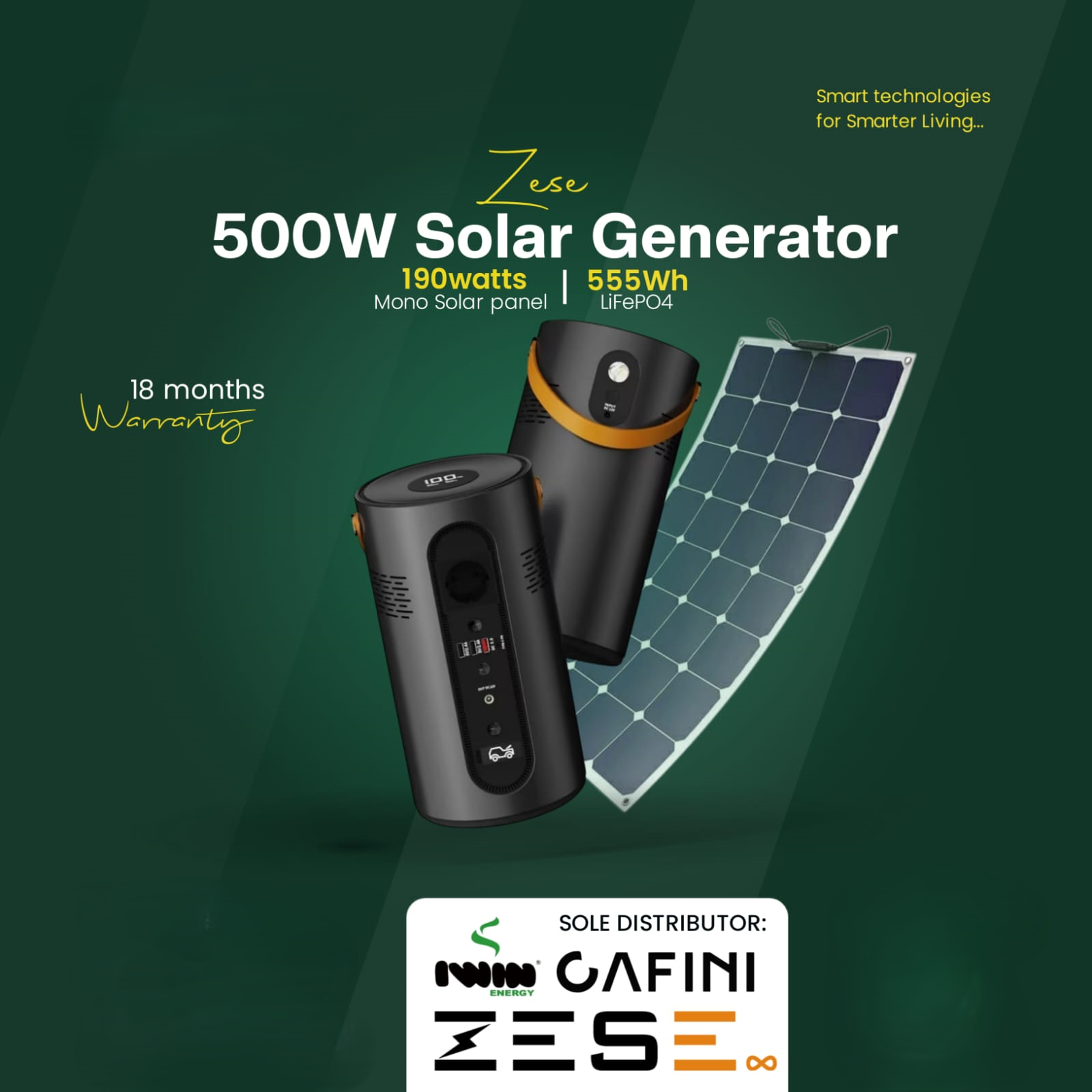 Zese 500W Solar Generator (Jump starter)